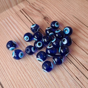 Hand-Picked Glass Round Nazar Beads, DIY Evil Eye Necklace and Bracelet with Adjustable Length, Turkish Heritage Craft, Evil Eye Bead Craft