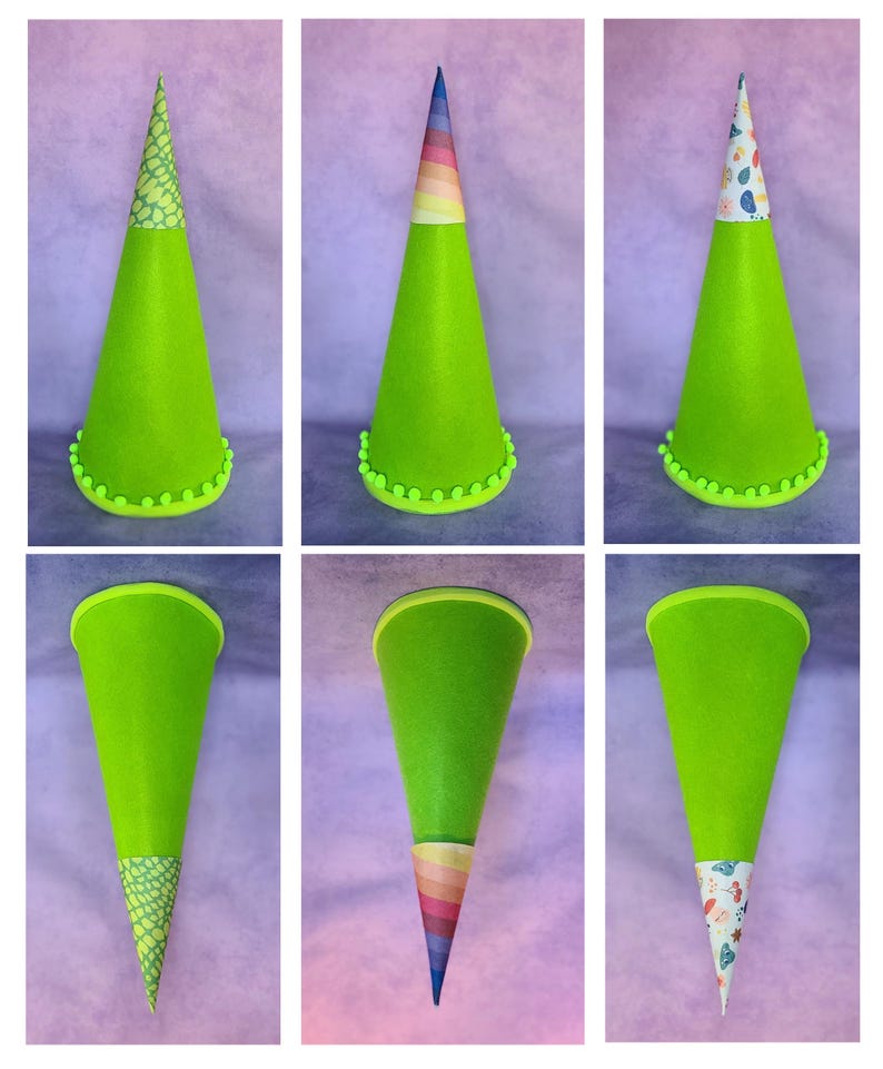Felt Schultüte: 24" DIY School Cone, First Day of School Gift Lime Green