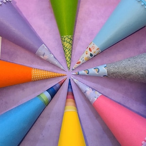 Schultüte, 24" Felt School Cone Made for Decoration, DIY First Day of School Gift Bags, Kid Craft for German Heritage Month Celebration