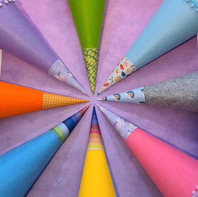 Felt Schultüte: 24" DIY School Cone, First Day of School Gift image 1