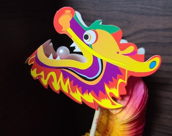 DIY Dragon Dance Hand Puppet Kit: Chinese New Year Craft (29” Dragon With Pearl )