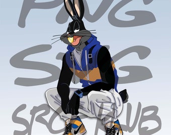 Digital PNG and SVG File - Urban Rabbit "Midnight" PNG - T Shirt Svg File - Sublimation Svg File - High Quality Digital Files