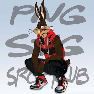 Digital PNG and SVG File - Urban Rabbit Brownie PNG - T Shirt Svg File - Sublimation Svg File - High Quality Digital Files