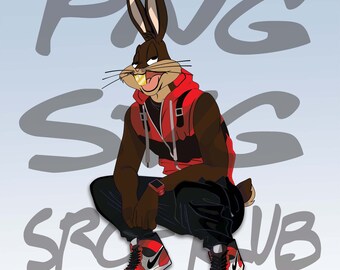 Digital PNG and SVG File - Urban Rabbit Brownie PNG - T Shirt Svg File - Sublimation Svg File - High Quality Digital Files