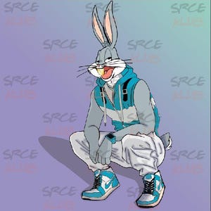Art numérique dessin animé vintage | Graphique classique de lapin inspiré de WB | Logo de t-shirt, oeuvre d'art murale imprimable, design de tasse | Animation rétro PNG/SVG
