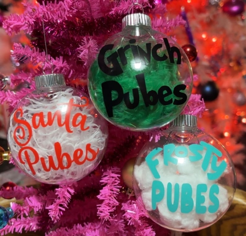 Santa Frosty Grinch Pubes Funny Christmas Ornaments Etsy