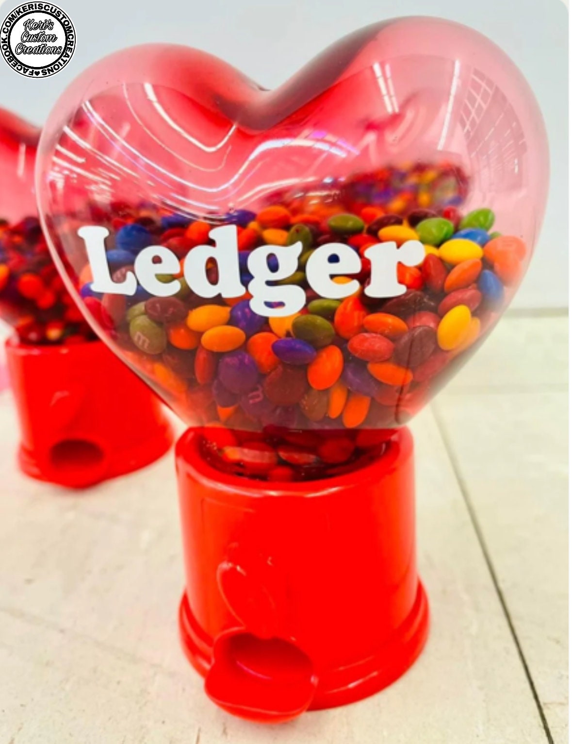 Personalized Heart Candy Dispenser Valentines Day Gift Gumball Machine
