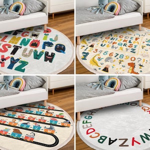  Alfombra de juego para niños, alfombra de juego educativa y  divertida con letras ABC de animales y formas de colores, alfombra de área  de aprendizaje y segura para dormitorio, sala de