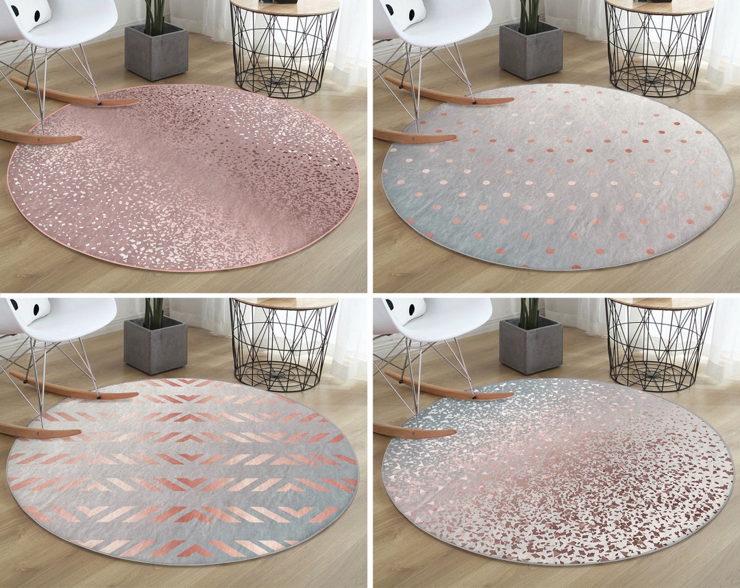 Geometric Round Rugpolka Dot Floor Carpetabstract Non Slip Circle ...