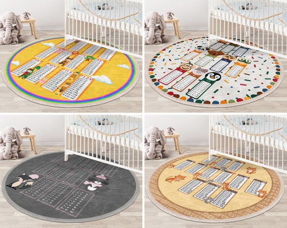 Mathe Rund teppich Regenbogen Teppich mit Quasten Tier Bodenteppich mit  Fransen Antirutschmatte für Kinder Gelber AntiRutsch Teppich für  Kinderzimmer -  Österreich