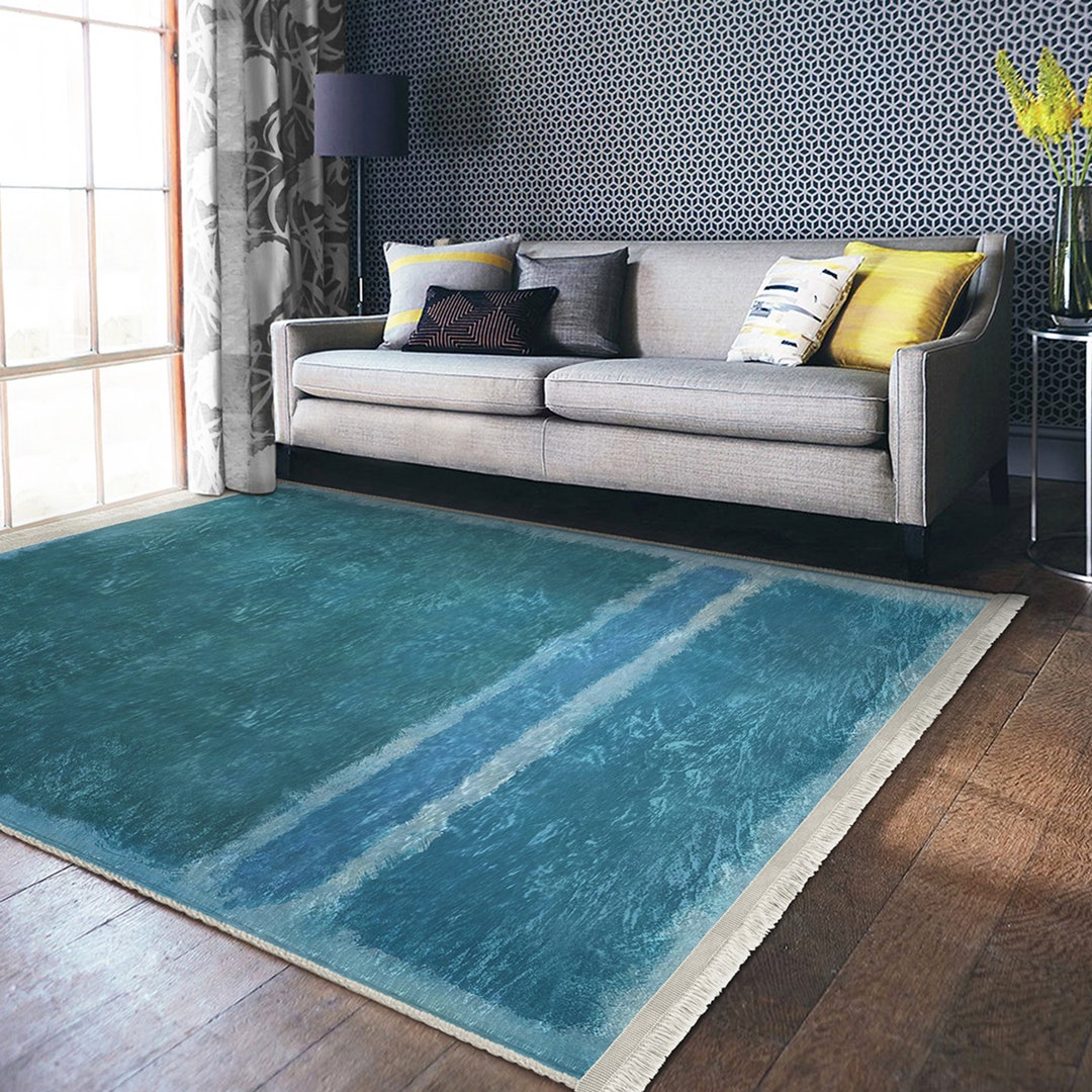 Rothko Area Rugturquoise Devided by Blue Rugcanvas Non Slip ...