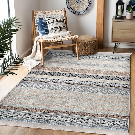 Gray and Cream Farmhouse Entry Rug