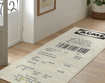 Tapis facture d'achats|Tapis de styliste gris|Tapis antidérapant pour factures de paiement|Tapis contemporain|Tapis beige lavable en machine|Tapis minimaliste à franges