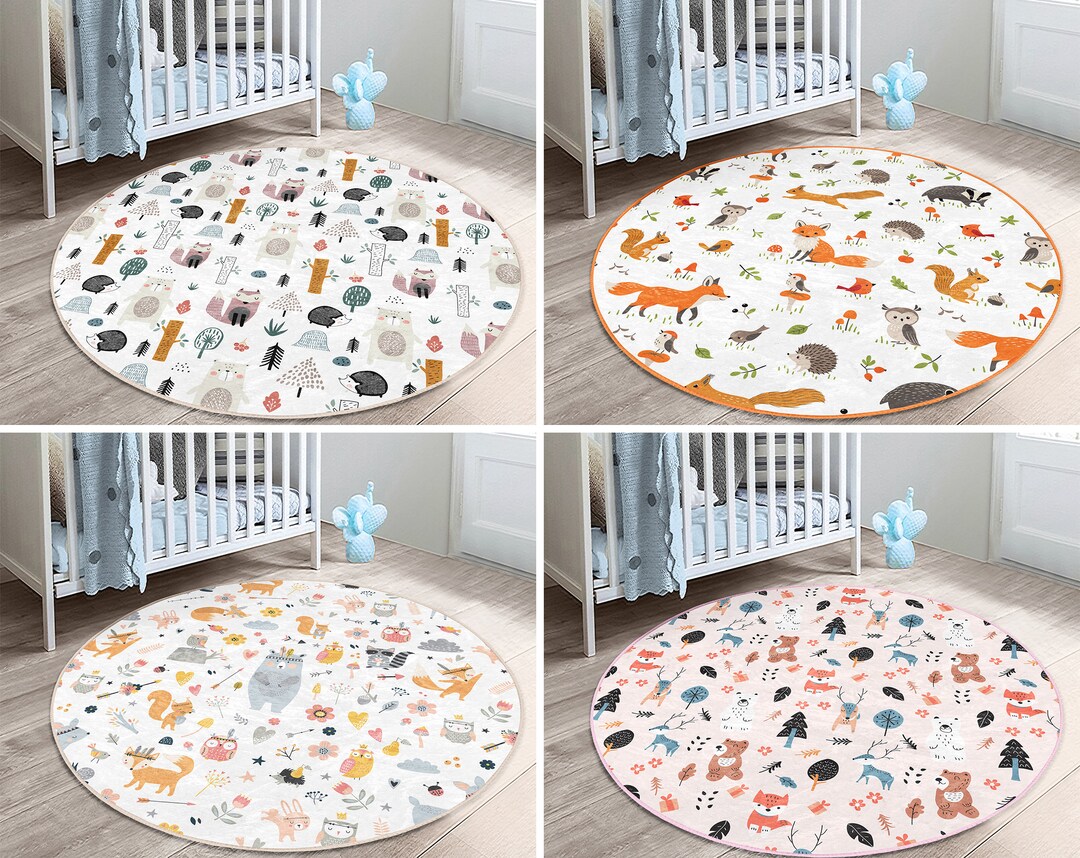 Realhomes Fox Round Ruganimals Floor Carpetsouthwestern Non Slip Circle ...