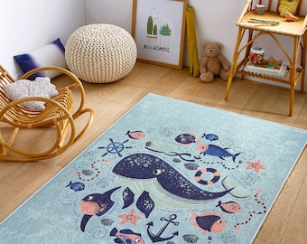 Tapis de jeu interactif Orca|Tapis d'apprentissage créatif baleine|Tapis ventre béluga|Tapis de salle de jeu poisson géant océanique|Tapis antidérapant pour bébé PlayZone