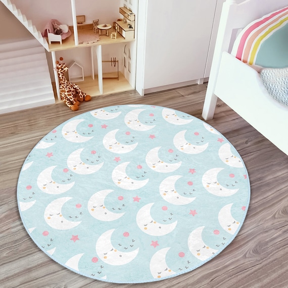 EchtHomes Mond Runder Teppich SchlafbodenTeppich Rutschfeste Wolken Teppiche  AntiRutschmatte für Babys Kinderzimmer Teppiche Rosa Teppich für  Kinderzimmer - .de