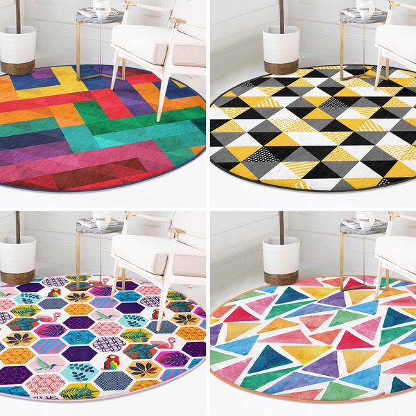 Colorful Round Rug Etsy