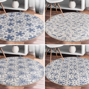 Snowflake Round Rug|Plant Floor Carpet|Rustic Non Slip Circle Rugs|Winter Anti Slip Mat|Geometric Area Rugs|Gray Rug For Living Room