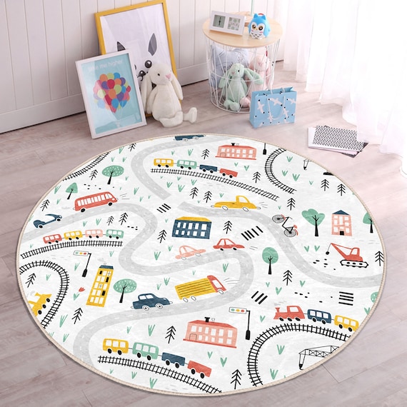 Tapis jeux voiture rond et antidérapant - Un petit génie