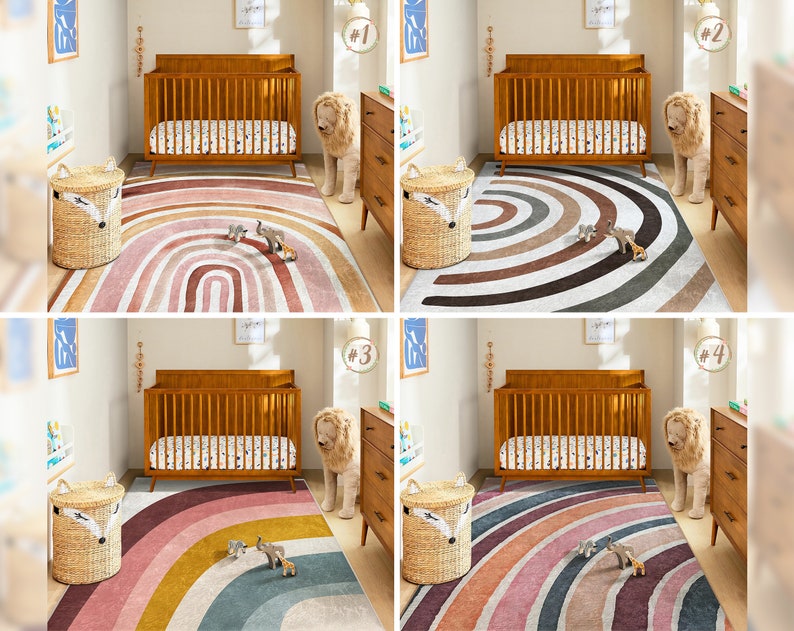 Tapis nouveau-né arc-en-ciel Tapis rectangulaire aquarelle pour tout-petits Tapis de chambre d'enfant multicolore Tapis pour bébé bohème coloré Tapis antidérapant pour chambre d'enfant image 1