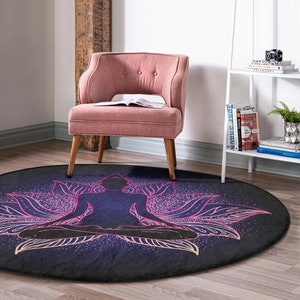 Yoga Round Rug Yoga Round Rugmeditation Floor Carpetspiritual Non Slip Circle ...
