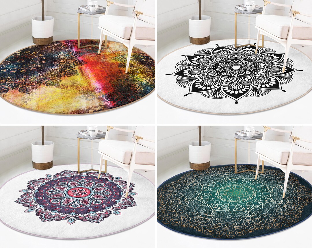 Mandala Round Rugart Deco Floor Carpetmoroccan Non Slip Circle ...