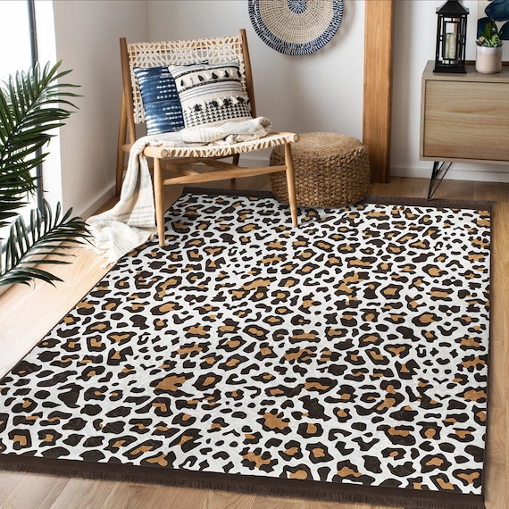 LeopardEnTeppich Schwarzer Zebra Teppich Camouflage AntiRutsch Teppich  Geometrischer Teppich Brauner Teppich für Wohnzimmer Stylischer Läufer -  .de