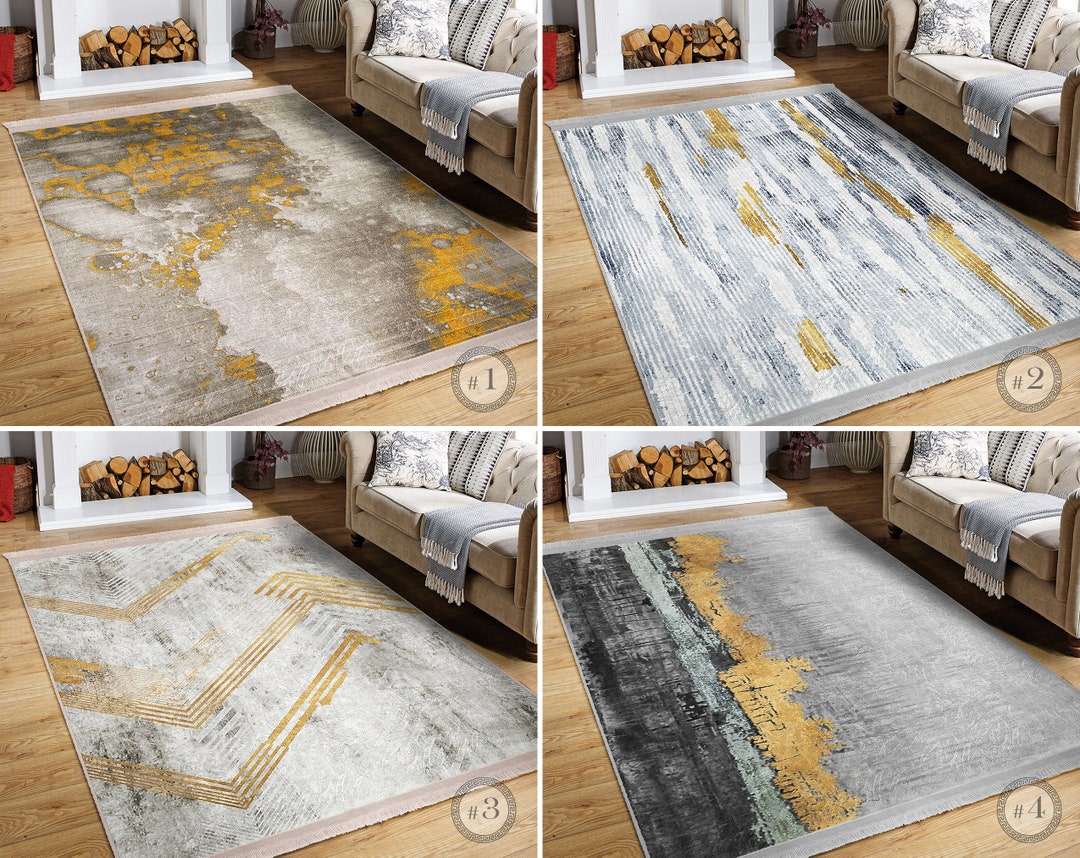 Canvas Area Rug Gray Overdyed Carpet Transitional Anti Slip Rug Faded