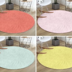 RealHomes Pure Round Rug|Lux Floor Carpet|Plain Non Slip Circle Rugs|Solid Anti Slip Mat|Vivid Area Rugs|Green Rug For Living Room