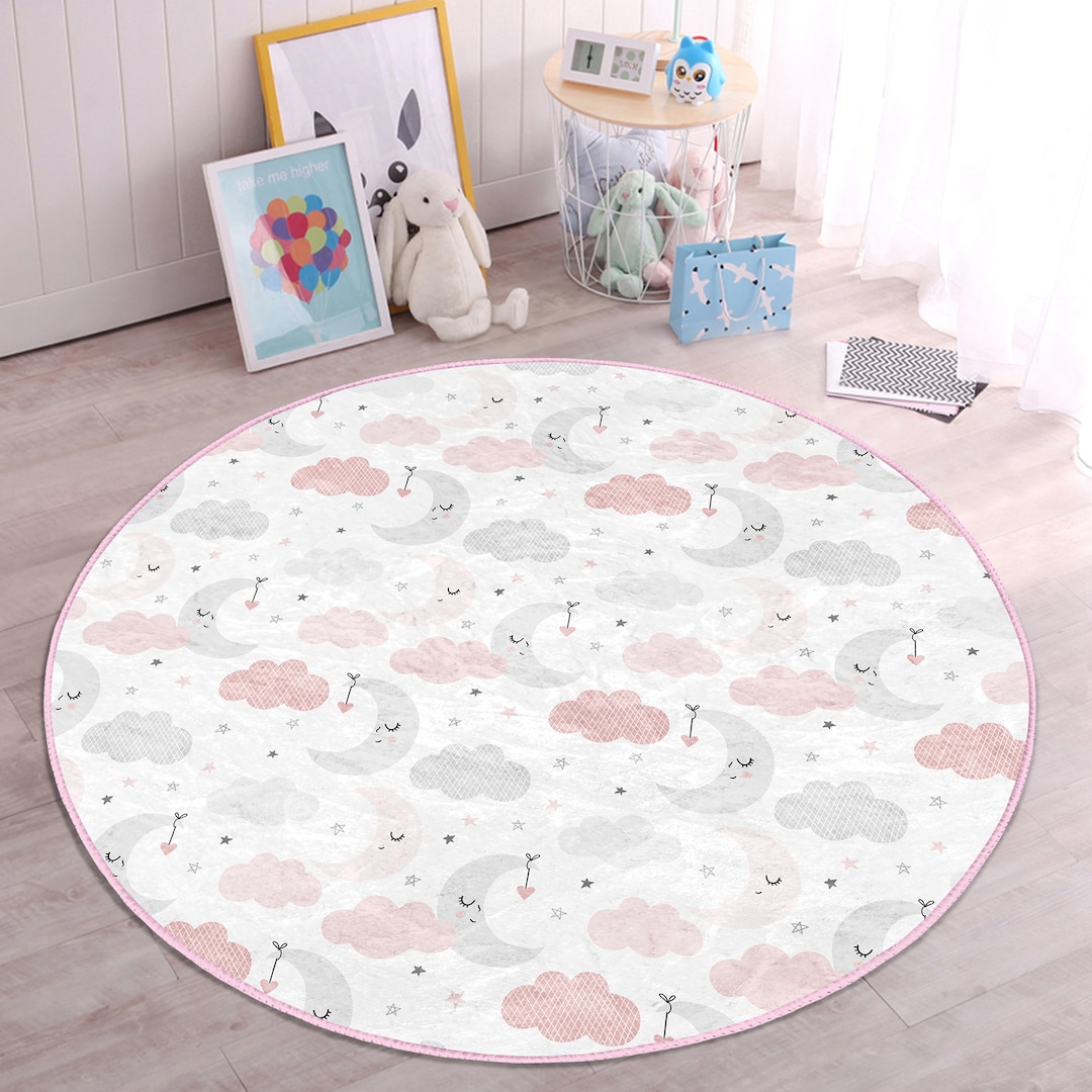 Sleep Nursery Rugcloud Playmat for Kids Roommoon Toddler Round