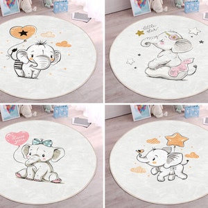 Love You Round Rug|Baby Floor Carpet|Elephant Non Slip Circle Rugs|Cloud Anti Slip Mat|Star Area Rugs| Rug For Kid's Room Many Sizes