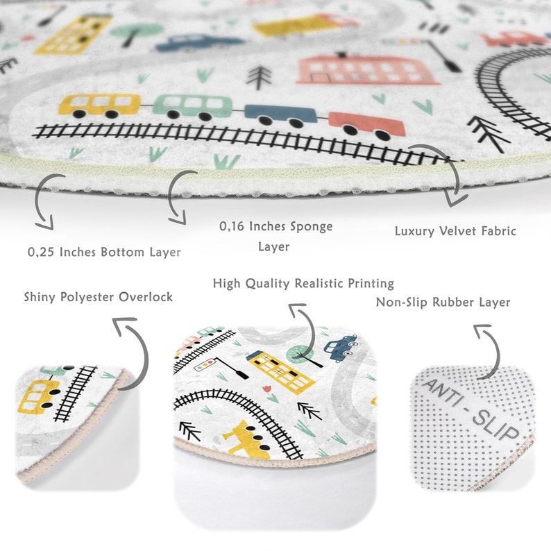 Road Nursery Rugcar Playmat for Kids Roomtruck Toddler Round Etsy Canada