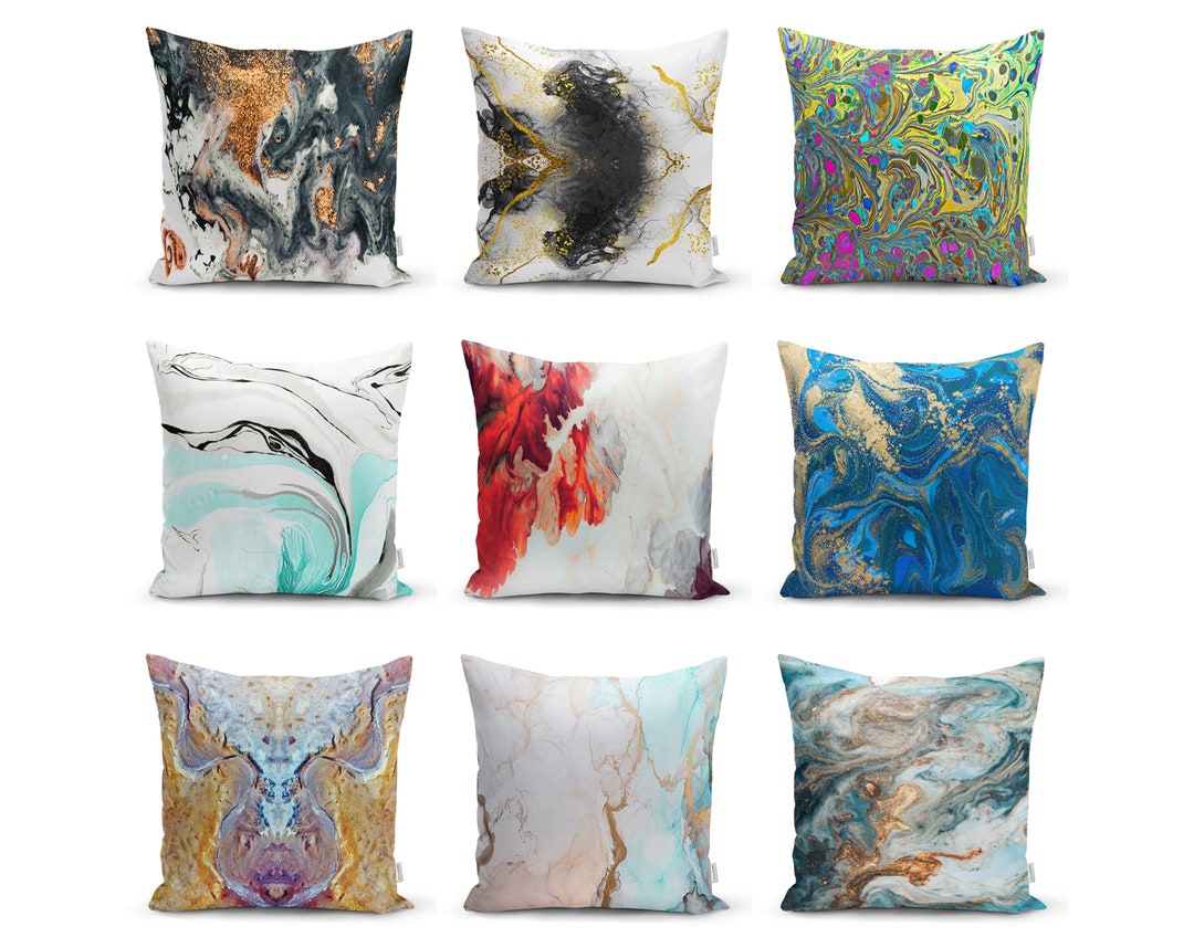 Gold Marble Throw Pillow Coversmarmoreal Decor Cushion Etsy