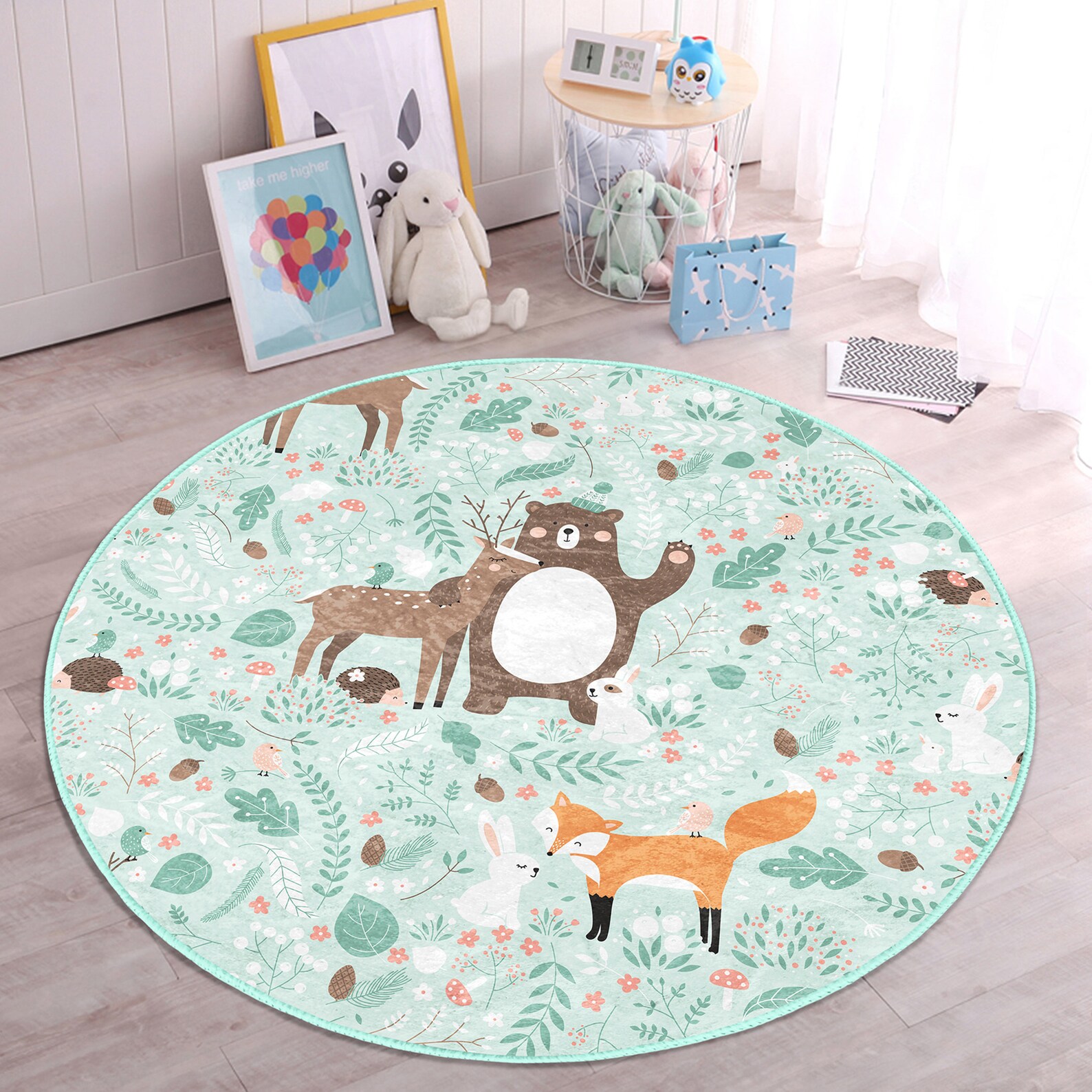 Farm Nursery Rugwoodland Playmat for Kids Roomdeer Toddler Etsy