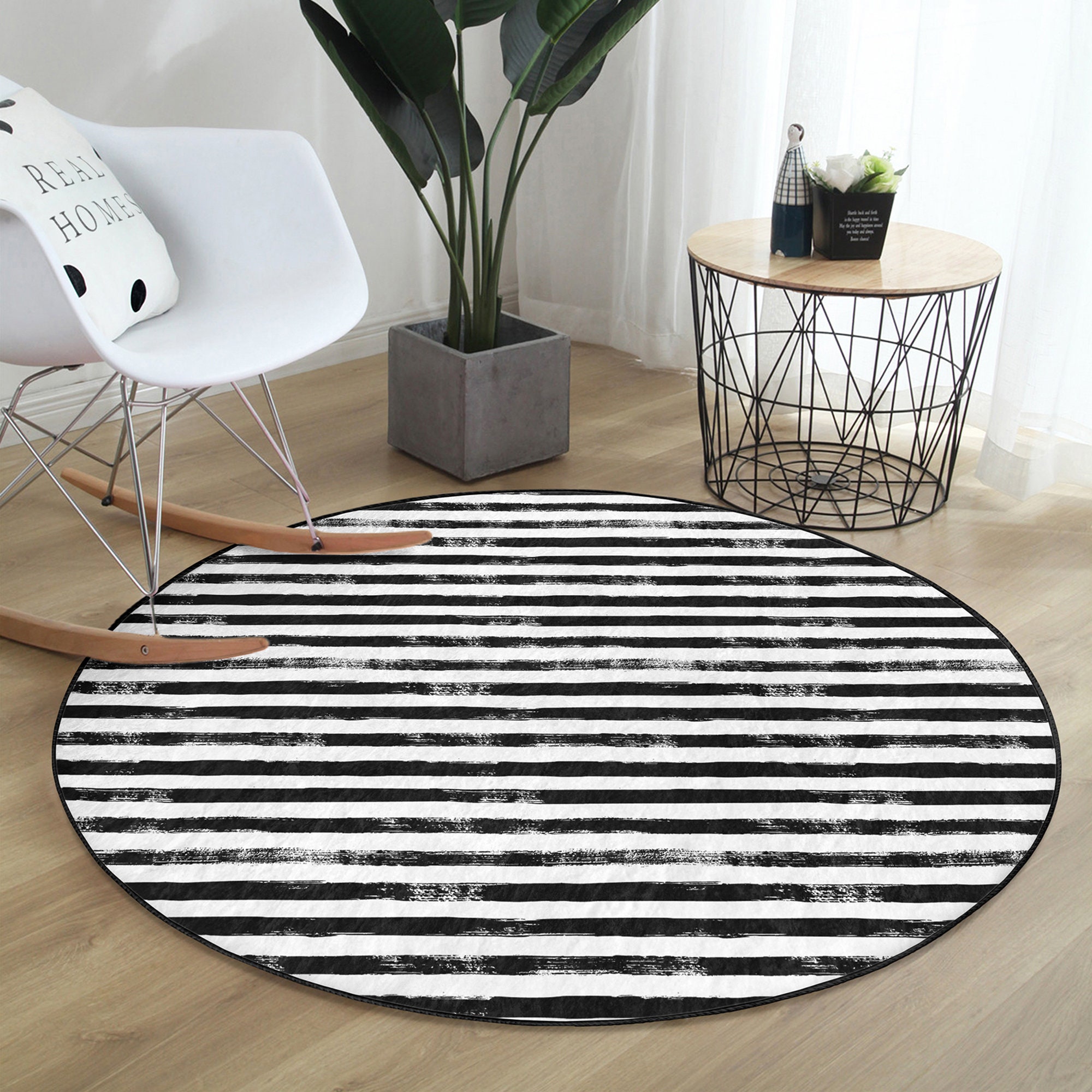 Striped Round Rugstylish Floor Carpetgeometric Non Slip Circle Rugspainting  Anti Slip Matlux Area Rugsgreen Rug for Dining Room 