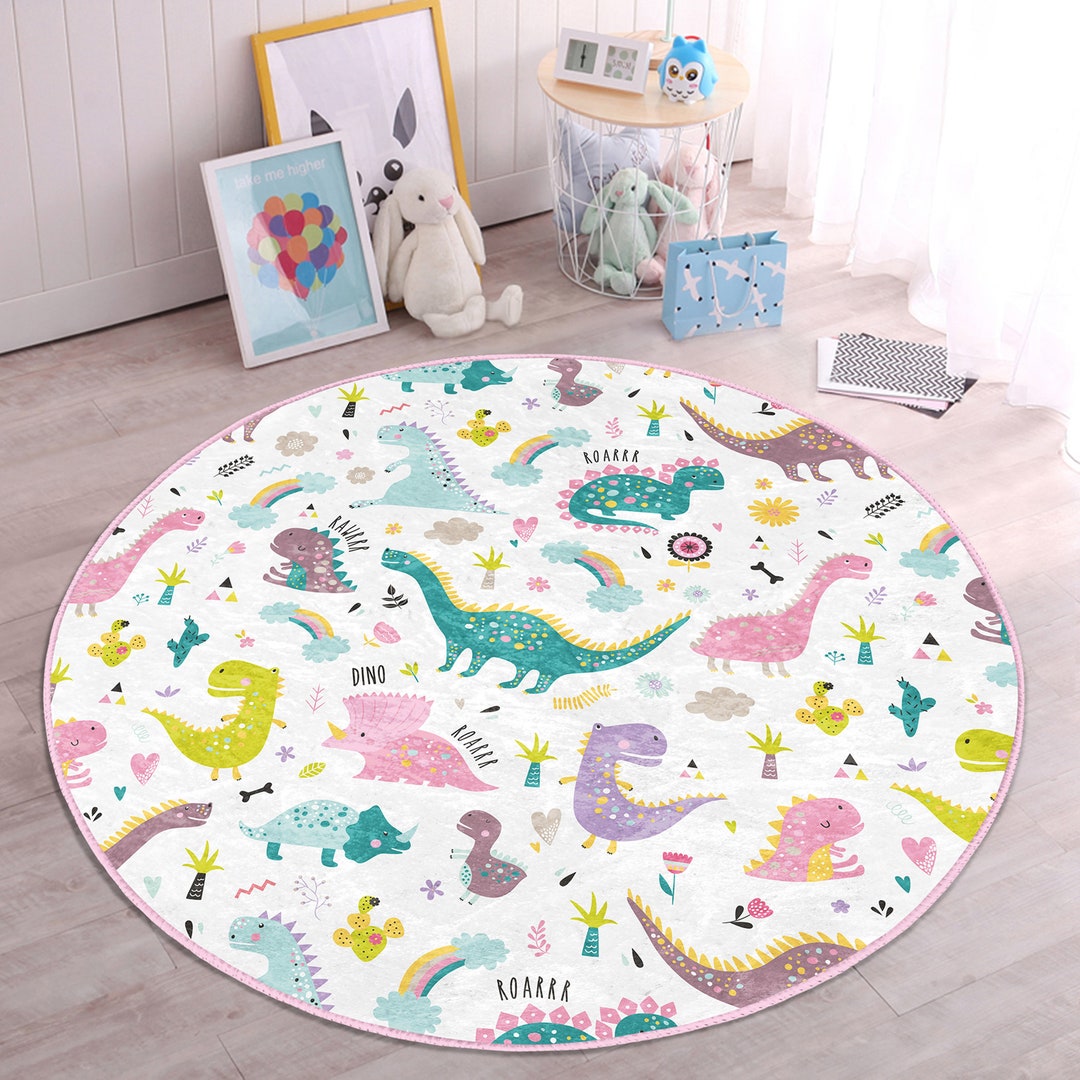 Dino Nursery Rugjurassic Playmat for Kids Roomtrex Toddler Round ...