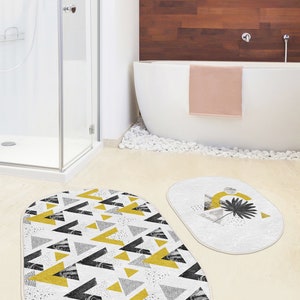 Mid Century Bath Rug Setdandelion Anti Slip Floor - Etsy