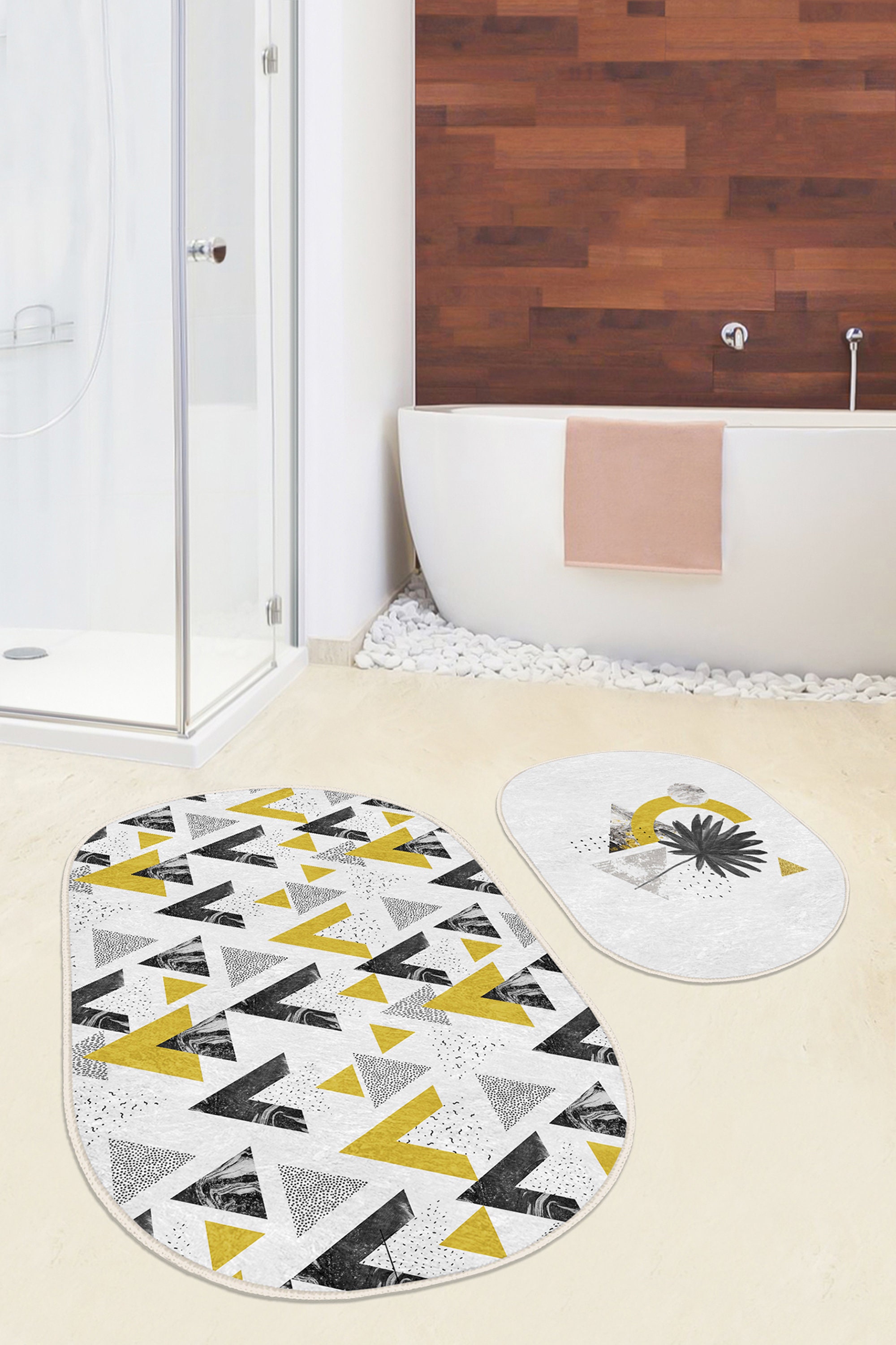 Mid Century Bath Rug Setdandelion Anti Slip Floor - Etsy