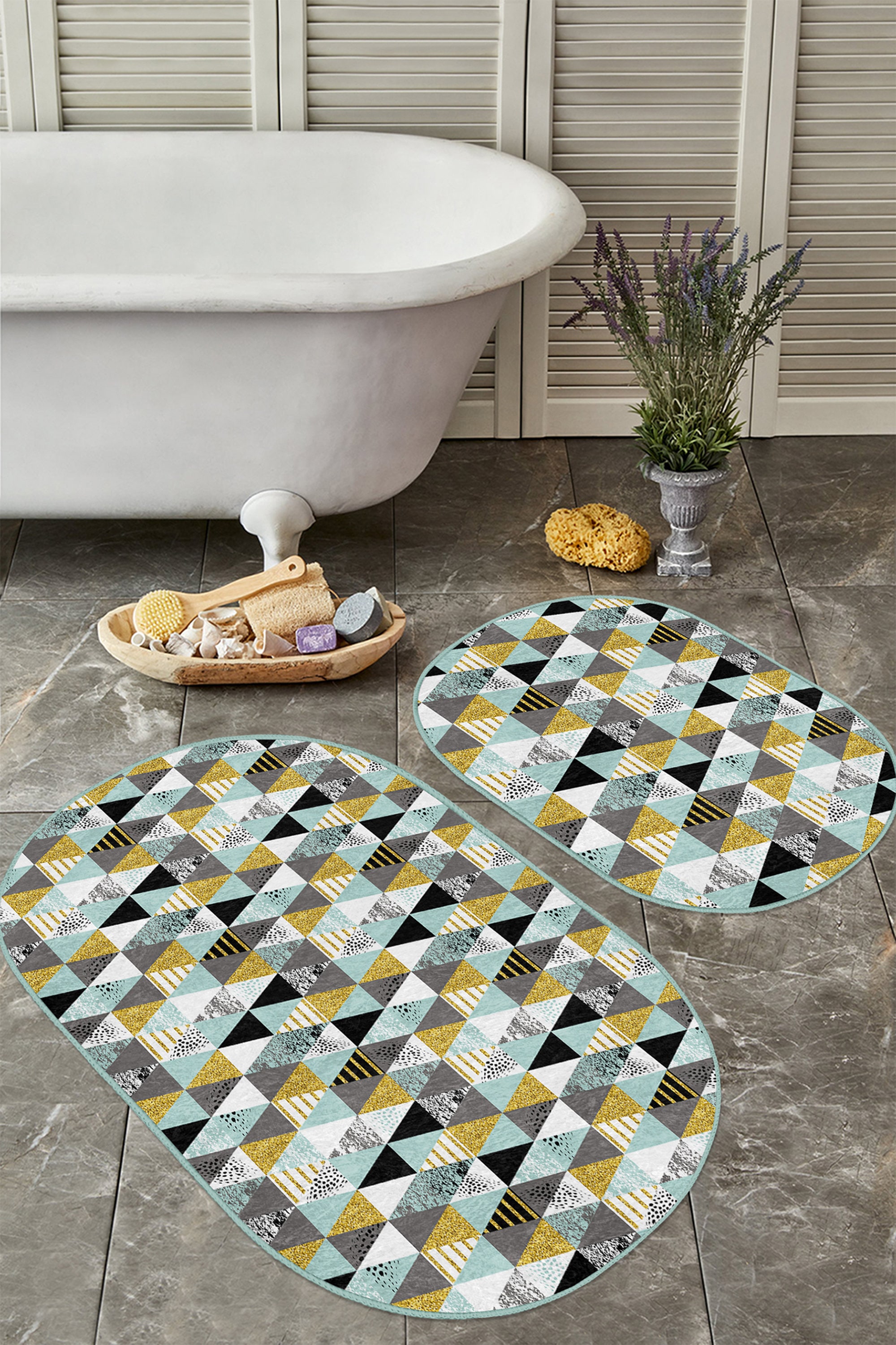 Mid Century Bath Rug Setdandelion Anti Slip Floor - Etsy