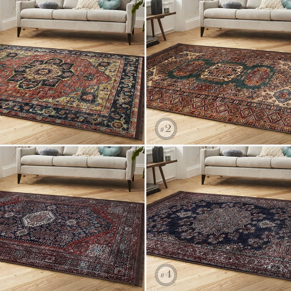Medallion Area Rug - Purple Turkish Carpet - Anatolian Anti Slip Rug - Traditional Floor Mat - Red Rug For Living Room - Sarouk Runner