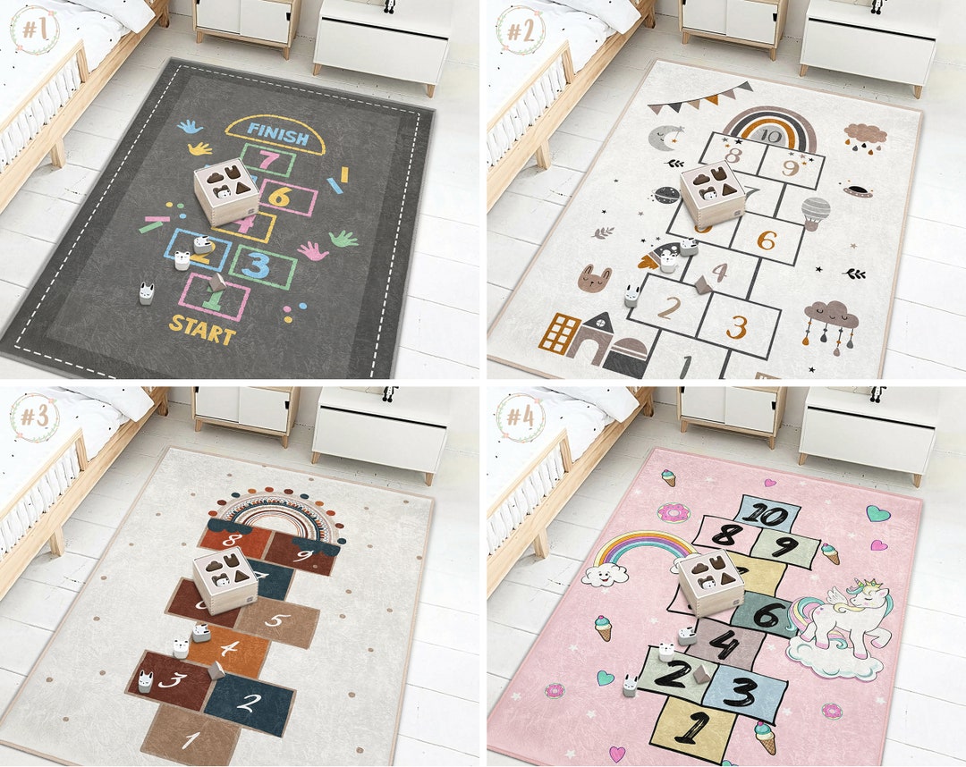 Buy Hopscotch Activity Rugunicorn Rectangular Toddler Carpetnumbers Nursery  Runnergame Educational Playmatanti Slip Mat for Kid's Room Online in India  - Etsy