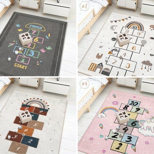 Hopscotch - Alfombras para niños, alfombra de juego con números coloridos y  animales, antideslizante, alfombra de juego para niños, alfombra de sala