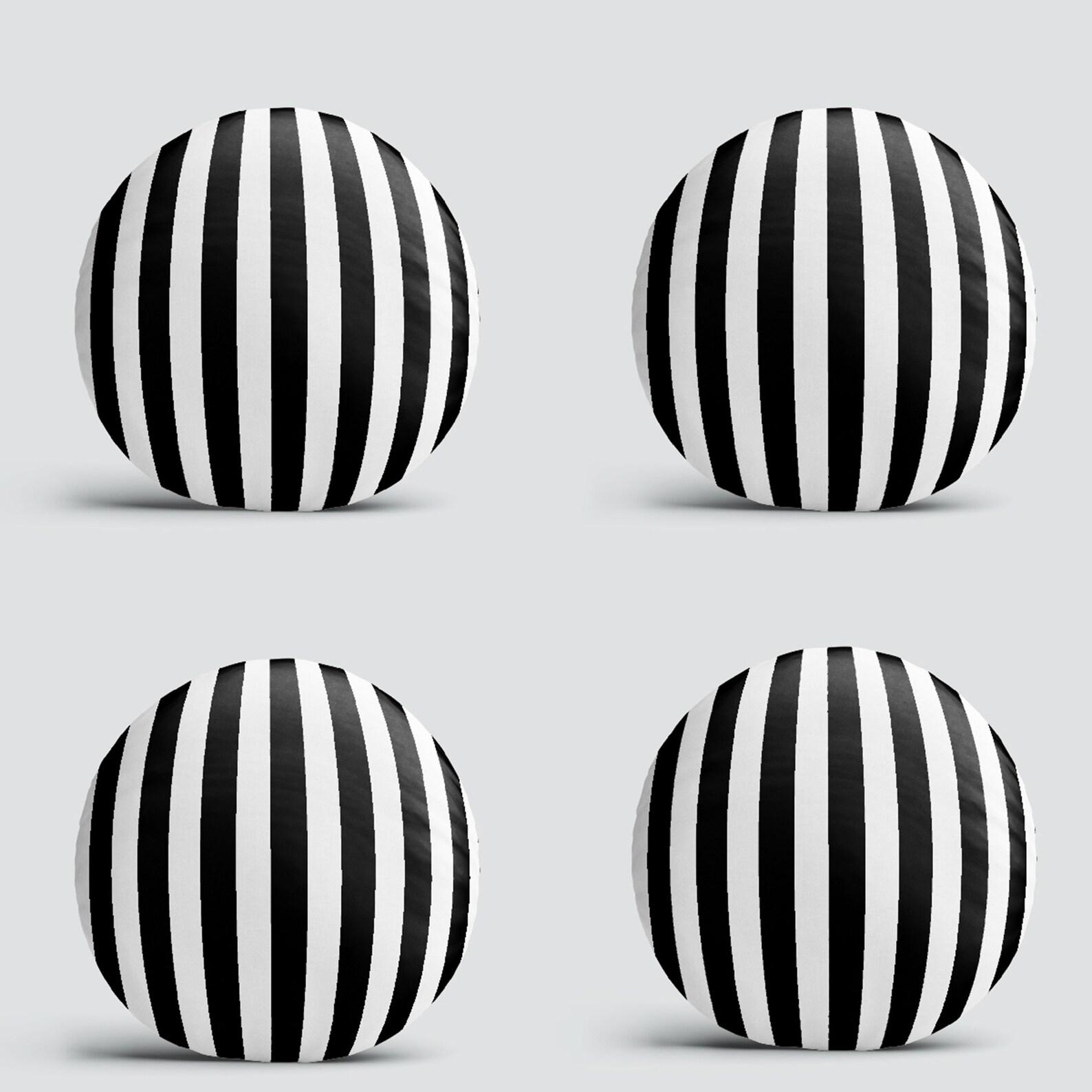 Set of 4 Striped Round Pillow Covers Gift Decor Plain 4 Etsy