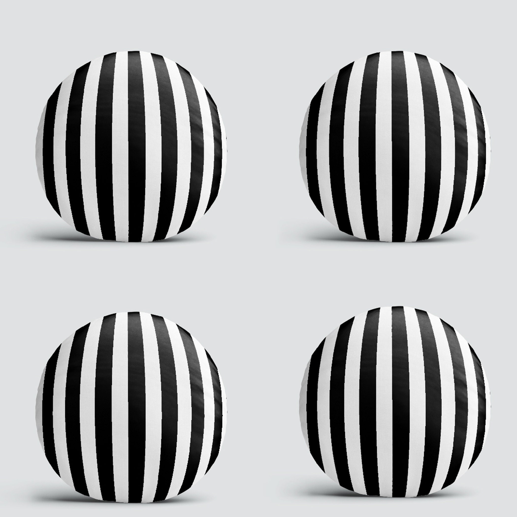 Set of 4 Striped Round Pillow Covers Gift Decor Plain 4 Etsy