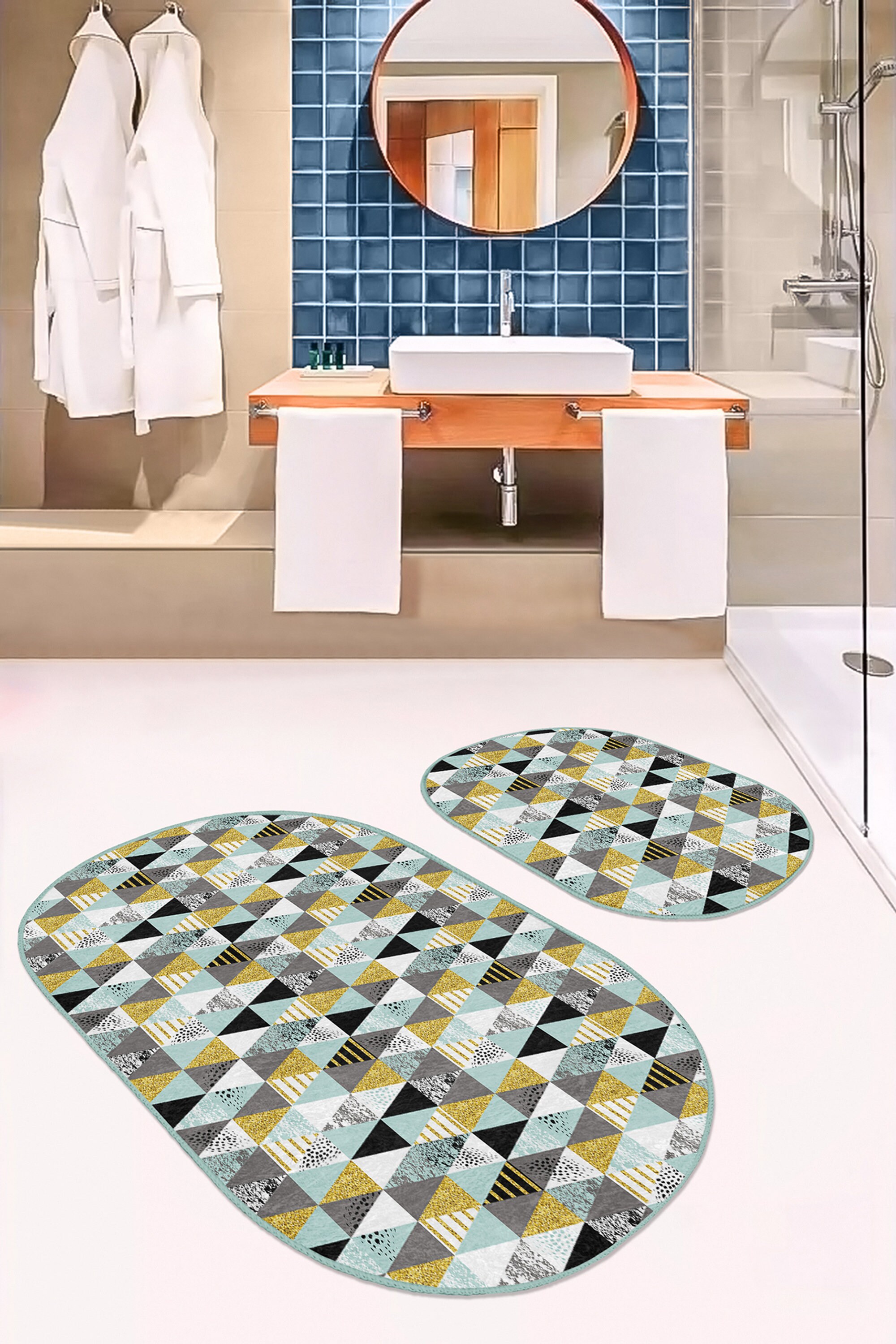 Mid Century Bath Rug Setdandelion Anti Slip Floor - Etsy