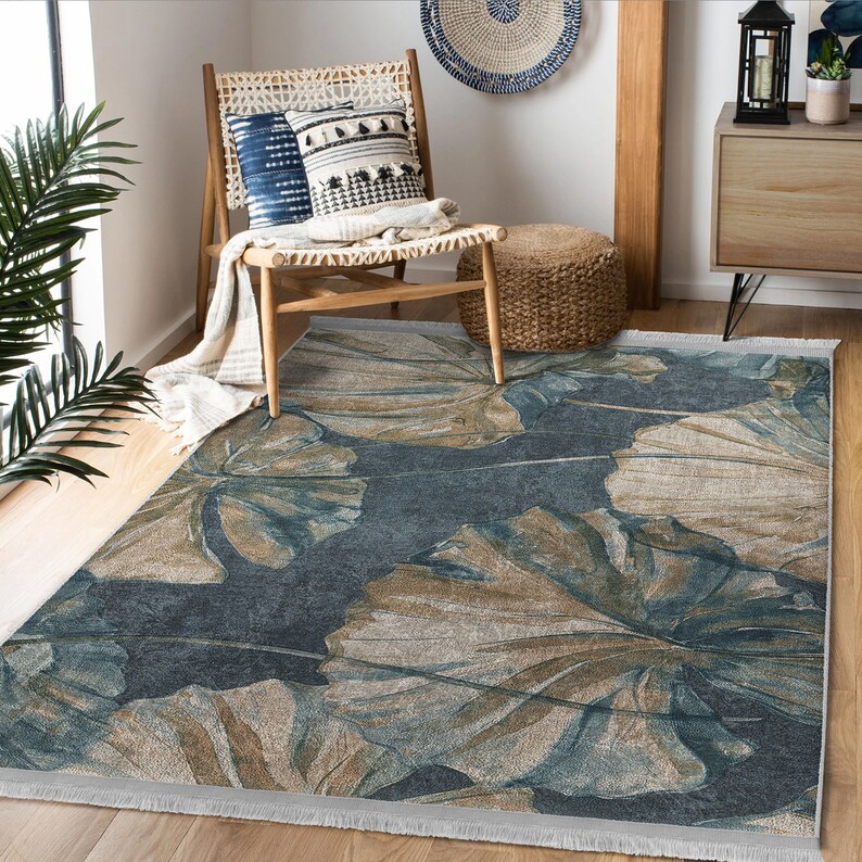 Floral 6x9 Area Rug Green Exotic 4x6 Carpet Wild Anti Slip Etsy UK