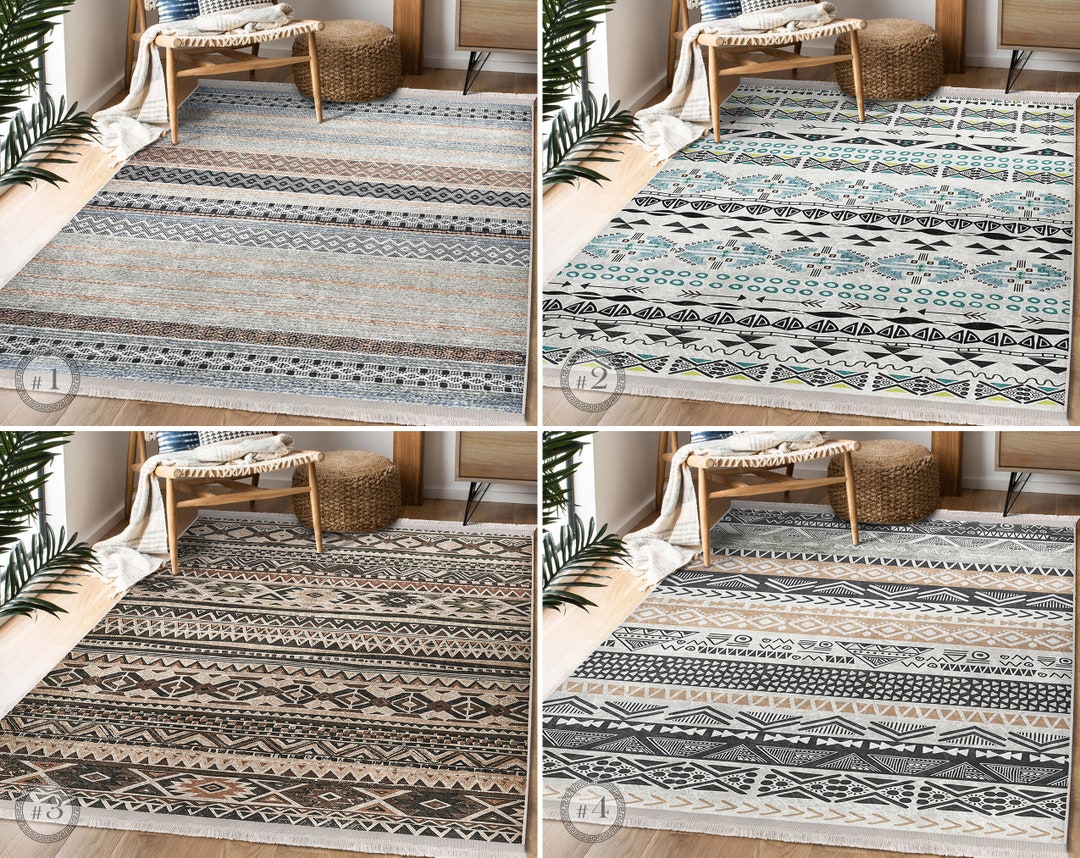 Farmhouse Area Rug Gray Southwestern Carpet Terracotta Anti Slip Rug Maya Mat Beige Rug for