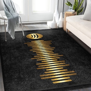 Tapis PlaylistTapis musique noirTapis antidérapant scan and playTapis chansonTapis doré lavable en machineTapis décoratif avec franges image 8