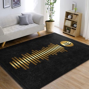 Tapis PlaylistTapis musique noirTapis antidérapant scan and playTapis chansonTapis doré lavable en machineTapis décoratif avec franges image 7