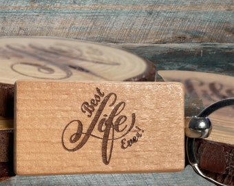 Personalized Beech Wood Keychain: Laser Engraved JW Gift